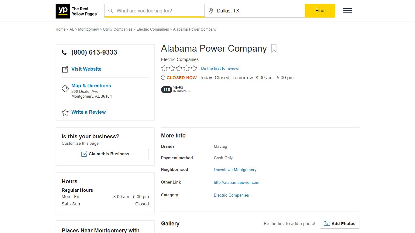 Alabama Power Company 200 Dexter Ave, Montgomery, AL 36104 - YP.com